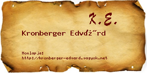 Kronberger Edvárd névjegykártya